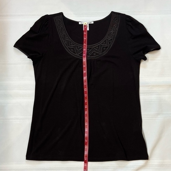 Peter Nygard SS Knit Top Expresso Brown Scoop Neckline Sz M EUC - Picture 6 of 8